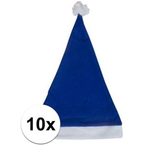 10x Klassieke kerstmuts blauw voor volwassenen - Kerstmutsen