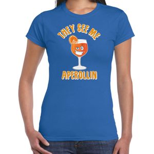 Apres ski t-shirt voor dames - aperol spritz - blauw - apres ski/wintersport - skien - Feestshirts