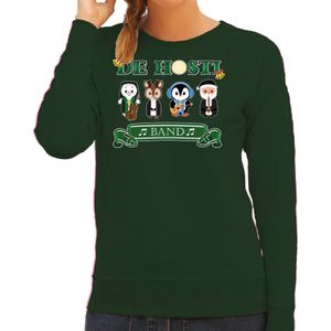 Foute Kersttrui/sweater voor dames - de hosti band - groen - kerstmuziek - band - kerst truien