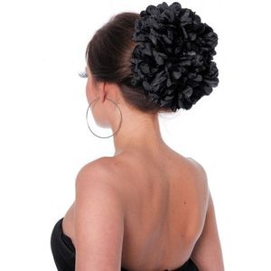 Zwarte bloemenklem voor in het haar - Verkleedhaardecoratie