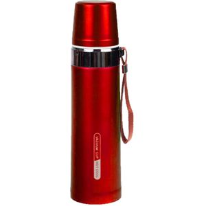 Thermosfles / isoleerkan met bandje 750 ml rood - RVS - thermosflessen / isoleerflessen