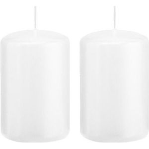 2x Witte cilinderkaarsen/stompkaarsen 5 x 8 cm 18 branduren - Geurloze kaarsen - Woondecoraties
