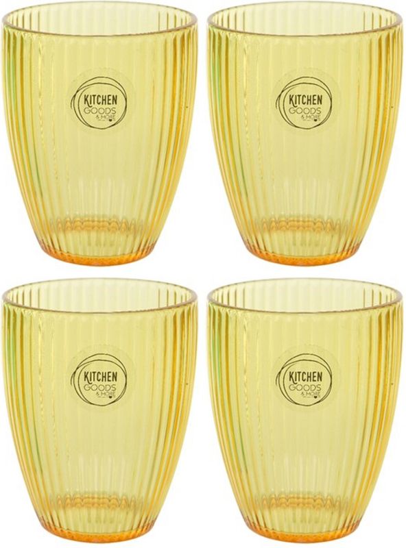 Set van 10x stuks kunststof bekers goud/geel 200 ml - Drinkglazen