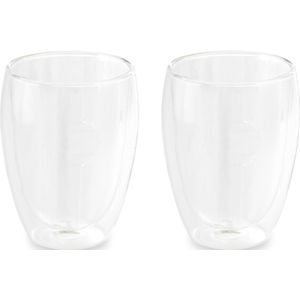 Set van 6x dubbelwandige thee/koffieglazen 350 ml transparant - Cappucino / Machiato glazen 12 x 8 x 8 cm
