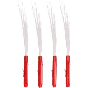 Set van 4x stuks fiber sprieten stick met rood LED licht - Discolampen