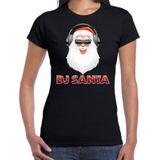 Fout kerstshirt zwart DJ Santa met koptelefoon voor dames - kerst t-shirts