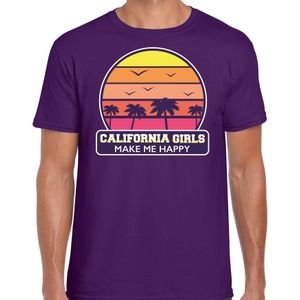 California girls zomer t-shirt / shirt California girls make me happy paars voor heren - Feestshirts