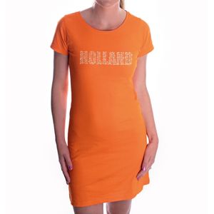 Glitter Holland jurkje oranje rhinestone steentjes voor dames Nederland supporter EK/ WK - Feestjurkjes