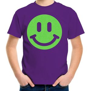 Verkleed T-shirt voor jongens - smiley - paars - carnaval - feestkleding voor kinderen - T-shirts