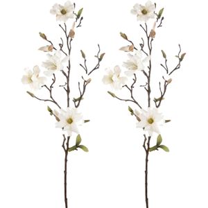 Emerald Kunstbloem Magnolia tak - 3x - 75 cm - creme - Kunst zijdebloemen