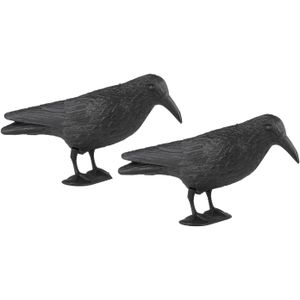 Set van 6x stuks vogelverschrikkers/ duivenverjagers raaf/zwarte kraai 38 cm - Ongediertevallen - Ongediertebestrijding