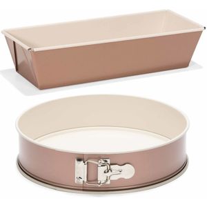 Set van 2x rose gouden bakvormen voor cake en taart 25 en 24 cm