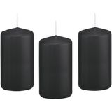 12x Zwarte cilinderkaars/stompkaars 6 x 12 cm 40 branduren - Geurloze kaarsen - Woondecoraties