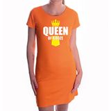 Queen of booze met kroontje Koningsdag jurkje oranje voor dames - Feestjurkjes