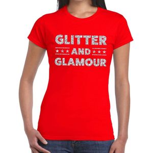 Rode glitter and glamour shirts voor dames - Feestshirts
