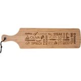 Tapas serveerplank met handvat rechthoek 59 x 15 cm van bamboe hout - Serveerplank - Broodplank