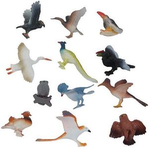 12x kunststof speelgoed dieren / vogels 5-10 cm - Speelfigurenset