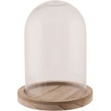 Dijk Natural Collections stolp - glas - houten bruin plateau - D12 x H13 cm