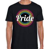 Pride regenboog cirkel / LHBT t-shirt zwart voor heren - Feestshirts