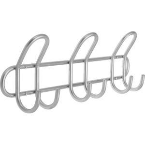 2x Zilveren kapstokken met 6 haken 40 cm - Woonaccessoires - Kleding/jassen ophangen - Kapstokken