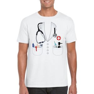 Doktersjas kostuum t-shirt wit voor heren - Feestshirts