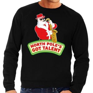 Foute kersttrui zwart North Poles Got Talent voor heren - kerst truien