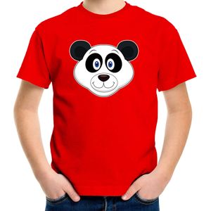 Cartoon panda t-shirt rood voor jongens en meisjes - Cartoon dieren t-shirts kinderen - T-shirts