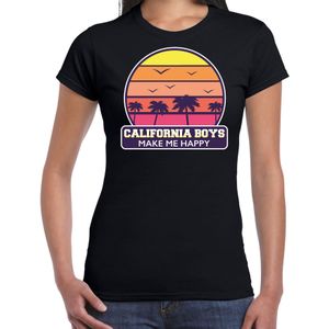 California boys zomer t-shirt / shirt California boys make me happy zwart voor dames - Feestshirts