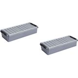 Sunware Q-line - Opbergbox - Grijs - Kunststof - 5 Stuks - 6.5 Liter