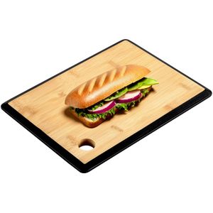Keuken voedsel bereiden snijplank - 27 x 19 cm - bamboe hout - zwarte rand - Snijplanken
