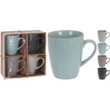 Set van 4x stuks luxe gekleurde stoneware bekers/koffiekopjes 300 ml