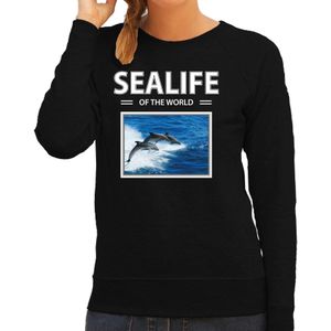 Dolfijn sweater / trui met dieren foto sealife of the world zwart voor dames - Sweaters