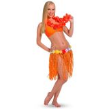 4x stuks oranje Hawaii party verkleed rokje - Carnavalskostuums