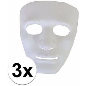 3 witte maskers voor volwassenen - Verkleedmaskers