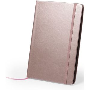 Luxe pocket schrift/notitieblok 21 x 15 cm in kleur rose goud - Notitieboek