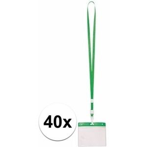 40x Keycord incl.  badgehouder voor aan een keycord groen 11,2 x 58 cm - Badgehouders