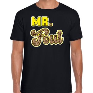 Verkleed t-shirt voor heren - Mr. Fout met giraffe print - zwart/geel - carnaval - Feestshirts