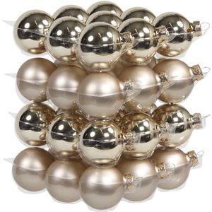 72x stuks glazen kerstballen licht champagne (autumn blonde) 4 cm mat/glans - Kerstbal