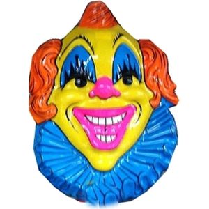 Clown carnaval thema wanddecoratie 60 cm geel met blauw/geel - Feestdecoratieborden