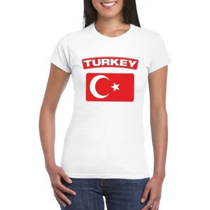 T-shirt wit Turkije vlag wit dames - Feestshirts