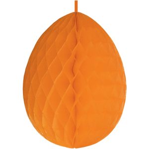 Hangdecoratie honeycomb paasei oranje van papier 30 cm - Feestdecoratievoorwerp
