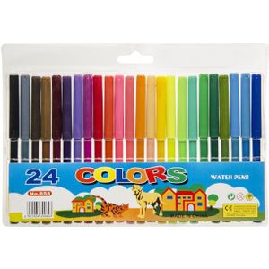 24x Gekleurde viltstiften in mapje - Speelgoed viltstiften