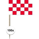 100x Rood/witte Noord Brabantse cocktailprikkertjes/kaasprikkertjes 8 cm - Cocktailprikkers
