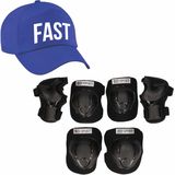Set van valbescherming voor kinderen maat M / 6 tot 8 jaar met een stoere FAST pet blauw - Lichaamsbeschermers