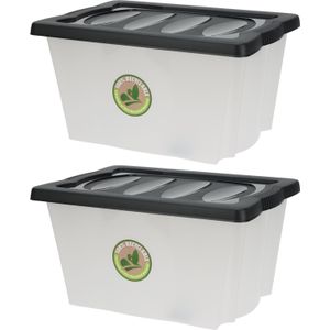 Storage Solutions Opberg boxen/dozen - 2x stuks - kunststof - 20 liter - 43 x 33 x 24 cm