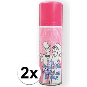 2x Vrijgezellenfeest serpentine slierten spray roze 125 ml - Serpentines