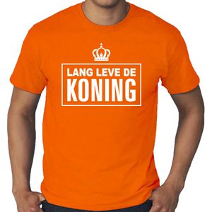 Grote maten Lang leve de Koning t-shirt oranje voor heren - Koningsdag shirts - Feestshirts