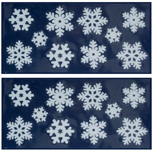 2x Kerst raamversiering raamstickers witte sneeuwvlokken 23 x 49 cm - Feeststickers