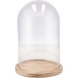 DK Design Decoratie stolp - glas - houten bruin plateau - D17 x H25 cm
