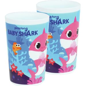 4x stuks kunststof drinkbeker Baby Shark 220 ml - Kinderservies